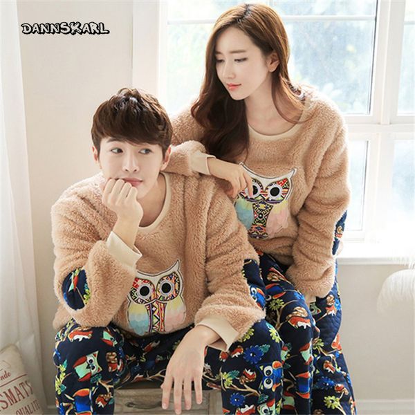 

autumn winter flannel couple pajamas round collar thickening lovers pajamas casual leisurewear suit for lovers couple pyjamas, Black;red