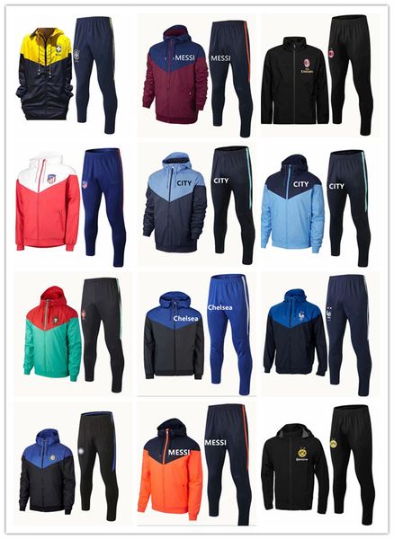 

TOP Men wind coat2018/19 Hazard soccer tracksuits PARIS MBAPPE MESSI football dust coat Pogba football Windbreaker hat