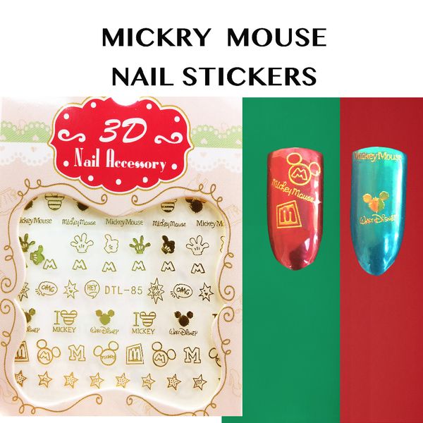 

tessie shop mouse nail 3d nail art stickers decals cinderella princess cartoon stickers gold, Black