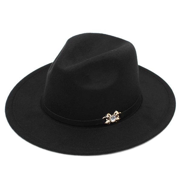 

мода мужчины женщины шерсть смесь панама cap top hat открытый широкий брим церковная шапка sombrero крестный отец cap черный пояс с бусиной, Blue;gray