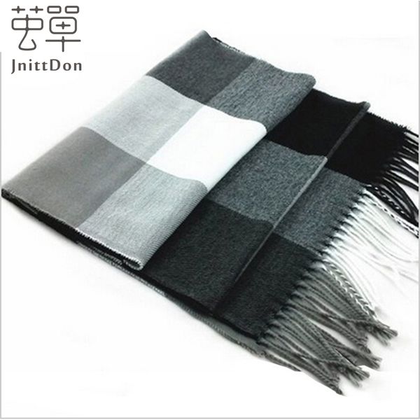 

2016 male female winter scarf scarf men wool plaid bandana cashmere bandana muffler lovers thick thermal double faced wj001, Blue;gray