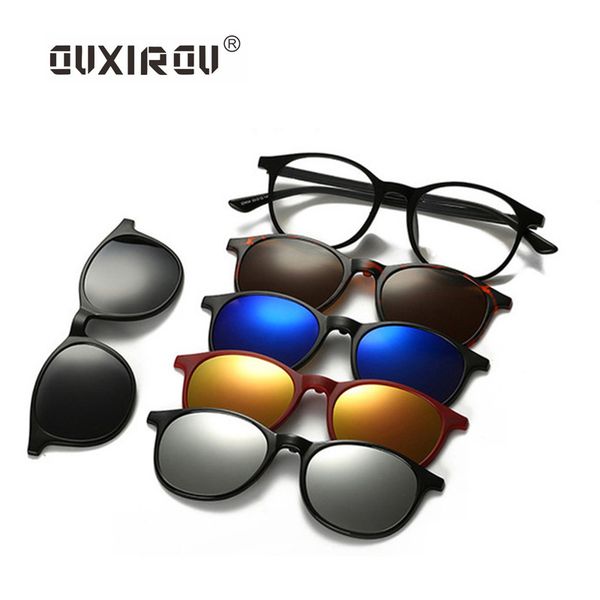 

fashion men women goggles eyeglasses frames polarized magnetic 5 clip on tinted glasses male driving spectacle myopia s2245, Silver