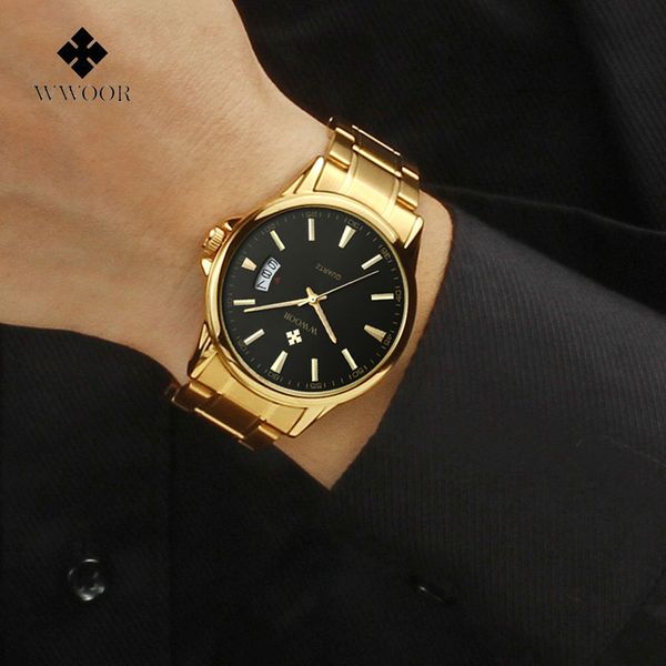 

new fashion men's watches gold stainless steel waterproof quartz watch men wwoor clock male sports wrist watch 8833, Slivery;brown