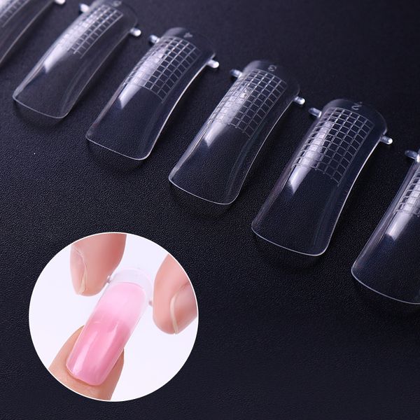 

20pcs quick building mold tips nail dual forms finger extension false nails nail art manicure uv builder poly gel tool, Red;gold