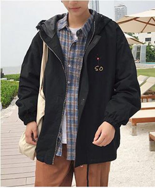 

men in europe and the han edition of the new fashion personality, cultivate one's morality printing hooded jacket/s - 2 xl, Black;brown