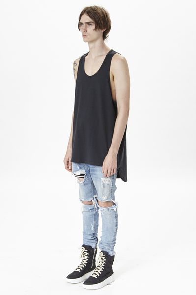 

Mens Summer Tank Tops Long Tshirts Sleeveless Casual Sports Loose Tees Bottoming Tank Top Dovetail Black White Grey