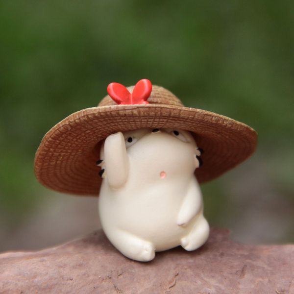 

cute mini dolls straw hat fat cat diy model japanese anime pvc action figure micro garden decoration children gift