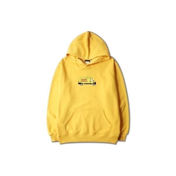 

2018 pullover yellow hoodie without string, cartoon sweatshirt printing, Black