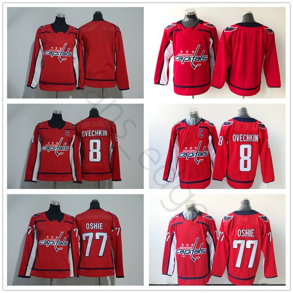 

2018 New Washington Capitals Ice Hockey Jerseys 77 T.J. Oshie 8 Alex Ovechkin Red Blank Men Women Kids Youth Jerse