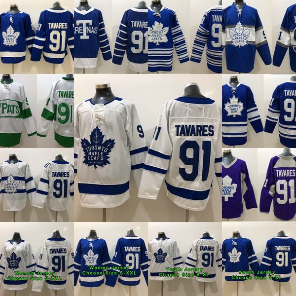 

#91 John Tavares Austonmatthews 2018 Toronto Maple Leafs Men Women Youth 16 Mitch Marner 31 Frederik Andersen William Nylander Hoceky Jersey