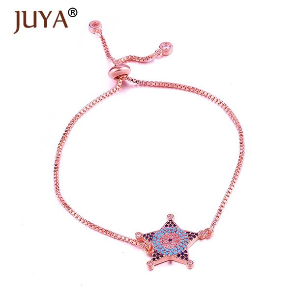 

2018 fashion turkish evil eye star charm bracelets femme micro pave multicolor zircon rhinestone simple bracelet bracciale donna, Black