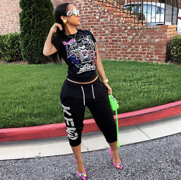 

women casual animal printed o neck short sleeves and drawstring long pants tracksuit set j501 2020, White