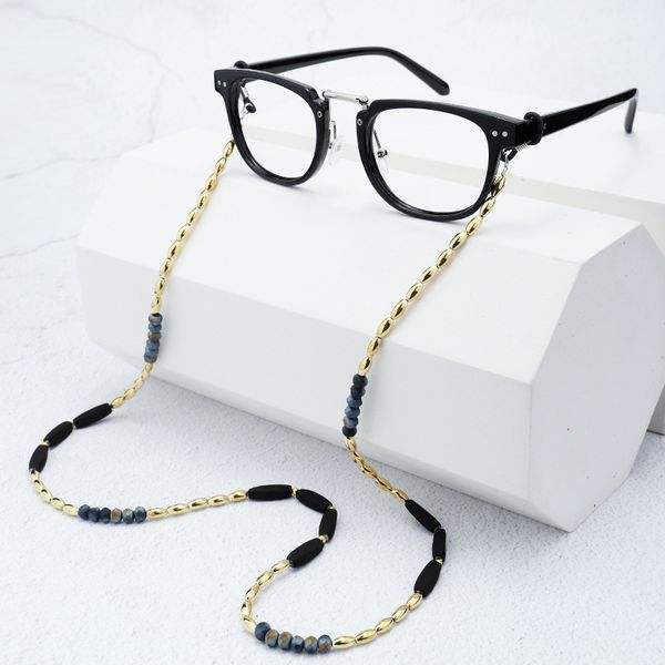 

golden colorful acrylic beaded chain eyeglasses cord sports reading glasses sunglasses strap holder neck headband accessories