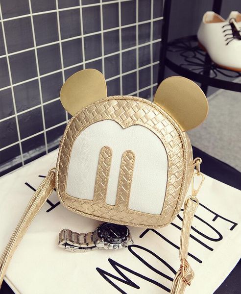 

2018 Korean Version Of The Mini-explosive Miss Mickey Women's Shoulder Messenger Bag Children Weave Multi-color Packet