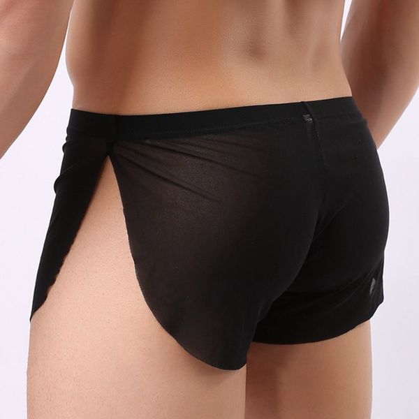 

new men underwear mesh thin boxer cotton cuecas boxers mesh shorts gay underwear male boy underpants slip, Black;white
