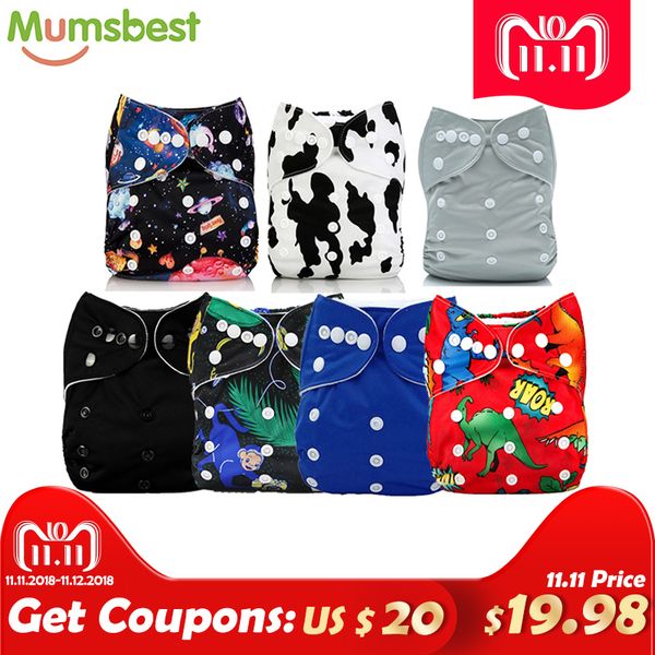 

mums 7 pcs/lot baby boy dinosaur pocket diaper black colors  pocket cloth diaper mumsnappies nappy