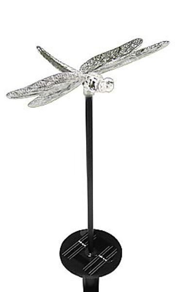 

2018 new garden ornaments led solar garden lights power flower stake light color changing outdoor path yard decoration acrylic dragonfly
