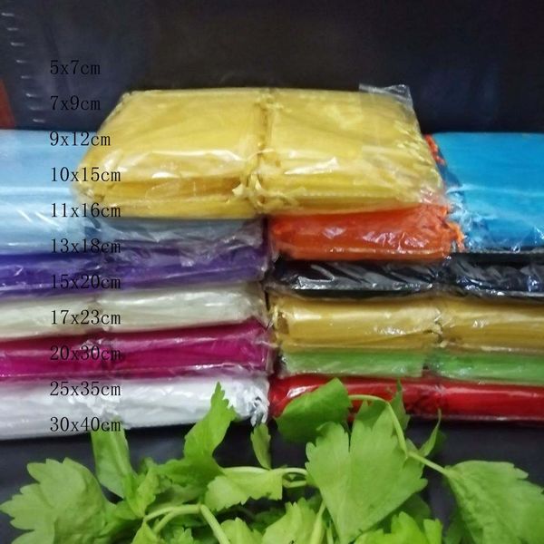 

50pcs/lot 17x23 20x30 25x35 30x40cm clear organza gift bags drawstring jewelry bags christmas/wedding/birthday/gift packing, Black;white