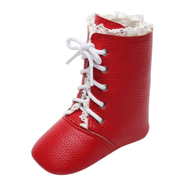 

new fashion baby autumn and winter boys girls solid color lace lace long boots toddler shoes, Black;grey
