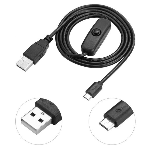 Cabo de carregamento micro USB com chave liga/desliga para Raspberry Pi 3 2 B+ A