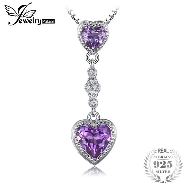 

jewelrypalace heart love 3.1ct created alexandrite sapphire pendant 925 sterling include a 45cm chain women's fine jewelry, Silver