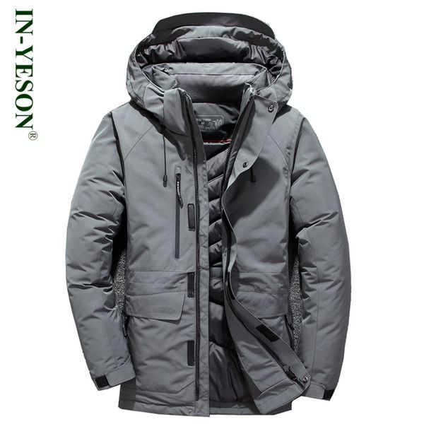 

brand winter jacket men hood detachable casual windproof warm white duck down jacket light down men, Black