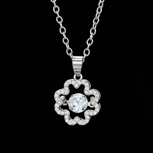 

zircon necklace crown core dynamic sweet micro-inlaid pendant love jewelry imitation diamond necklace, Silver