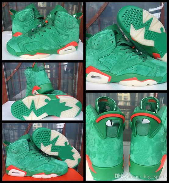 

2018 new 6 gatorade women men basketball shoes green white orange zapatos suede nrd man sneakers 6s mens zapatos trainers sports shoes 8-13