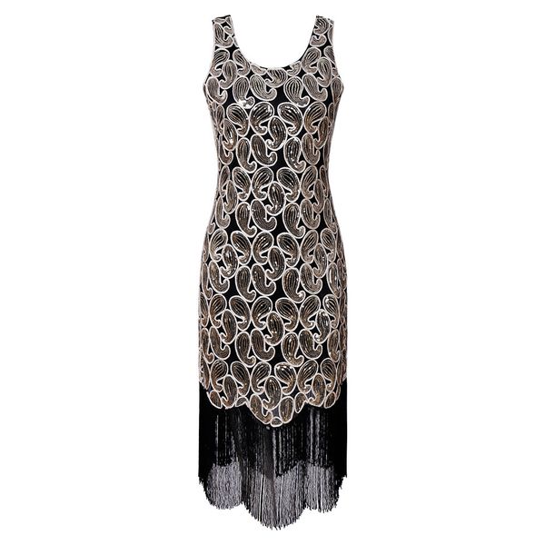 

new style women's dress, retro sequins, evening dress, female k0133, Black;gray