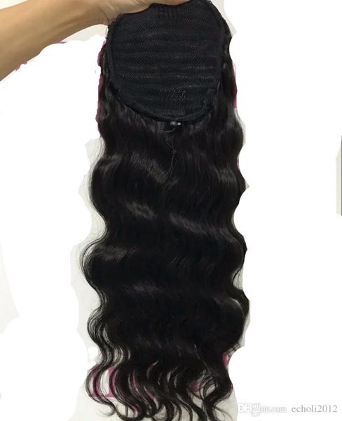 

140g natural wedding ponytail hairstyle clip in african american loose wave brazilian hair pony tail clip in, Black