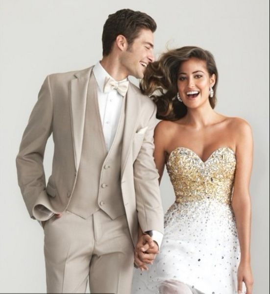 

new arrival groomsmen beige groom tuxedos notch lapel men suits wedding man bridegroom (jacket + pants + vest + tie) l196, Black;gray