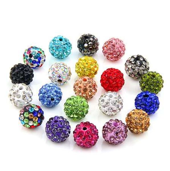 20 pçs / lote 10 mm shamballa argila de cristal discoteca esfera beads shamballa diy grânulos para jóias fazendo moda jóias 20 cores