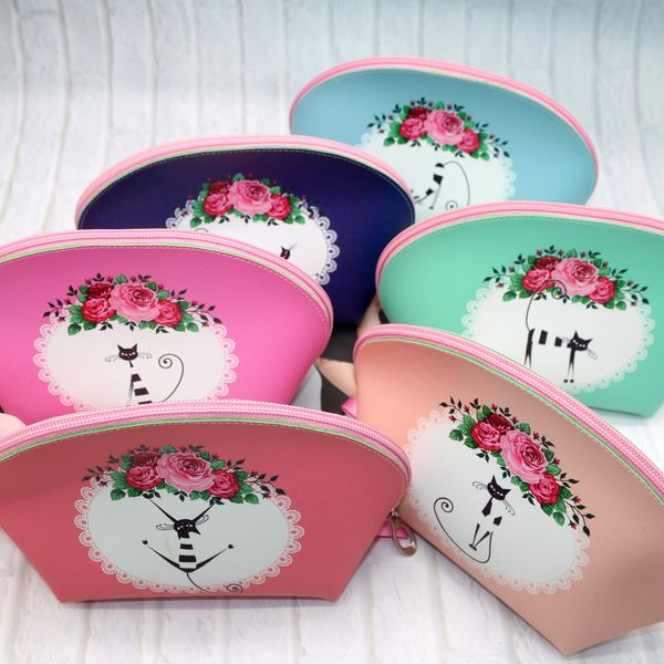 

new cartoon makeup bag with zipper shell bag pu waterproof capacity travel package wholesale