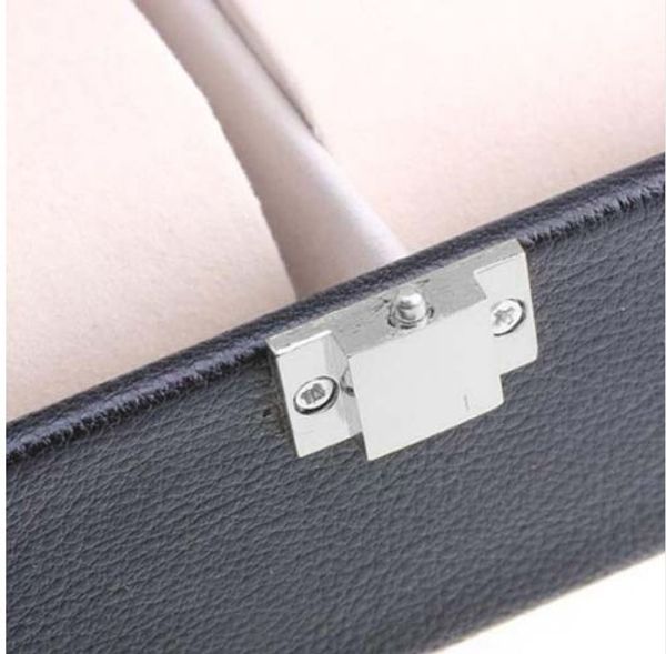 

6 slots leather case display storage box organizer windowed for wrist watches lxh, Black;blue