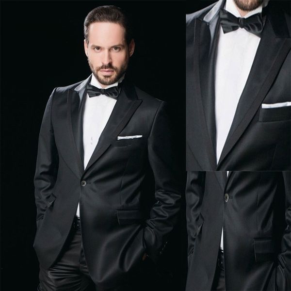 Marca New Charcoal Cinza Homens Smoking Do Casamento de Alta Qualidade Noivo Smoking Pico Lapela Um Botão Homens Blazer 2 Peça Terno (Jaqueta + Calça + Gravata) 2041