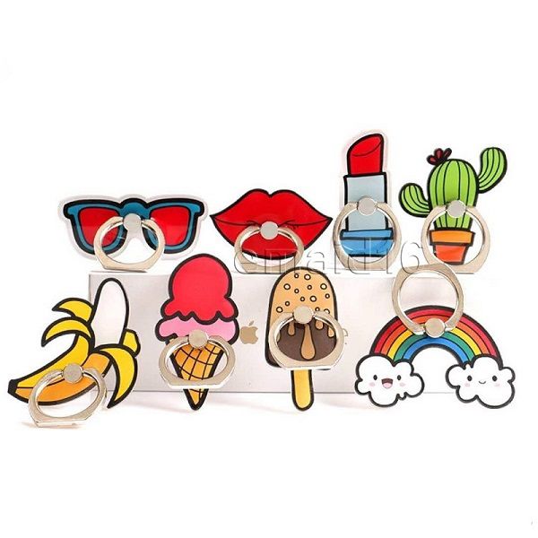 

Fa hion ring cellphone holder cartoon rainbow cactu cellphone ca e tand diy creative univer al phone mount dhl a855