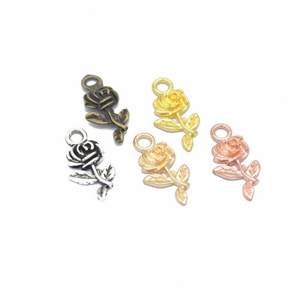 

1000 pcs/lot rose charms pendant 20*10mm good for diy craft, jewelry making 5 colors for option, Bronze;silver