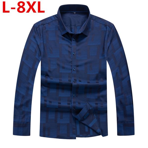 

plus size 8xl 7xl new men's luxury shirts wedding party dress long sleeve shirt silk tuxedo shirt men mercerized cotton, White;black