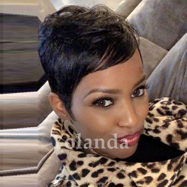 Grosshandel 100 Echthaar Langer Pixie Cuts Perucke Short Cut Layered Perucken Fur Schwarze Frauen Beliebte Frisuren Glueless Black Bob Perucken Von