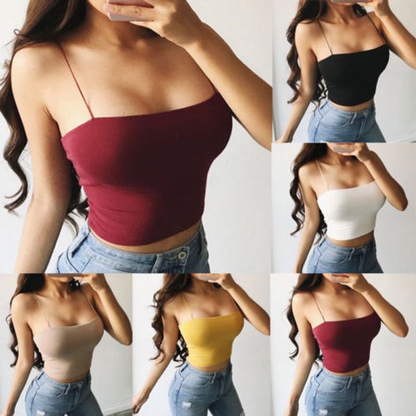 

summer women vest crop sleeveless casual camis, White