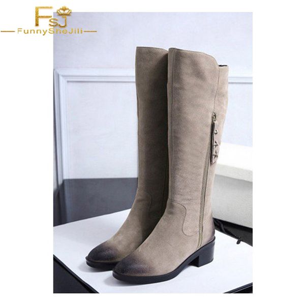 

fsj beige vintage zip women's boots flock( med square heel solid polyurethane winter work, date suede round toe knee-high boots, Black