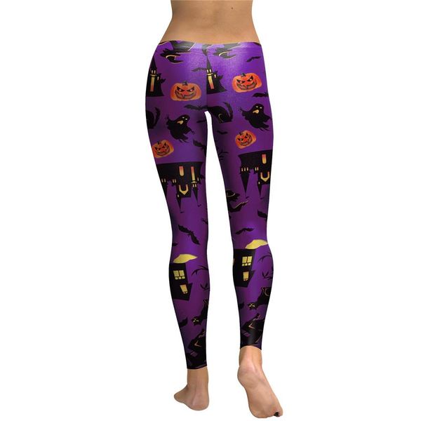 

2018 women's halloween pumpkin light print yoga leggings trousers jul 307, White;red