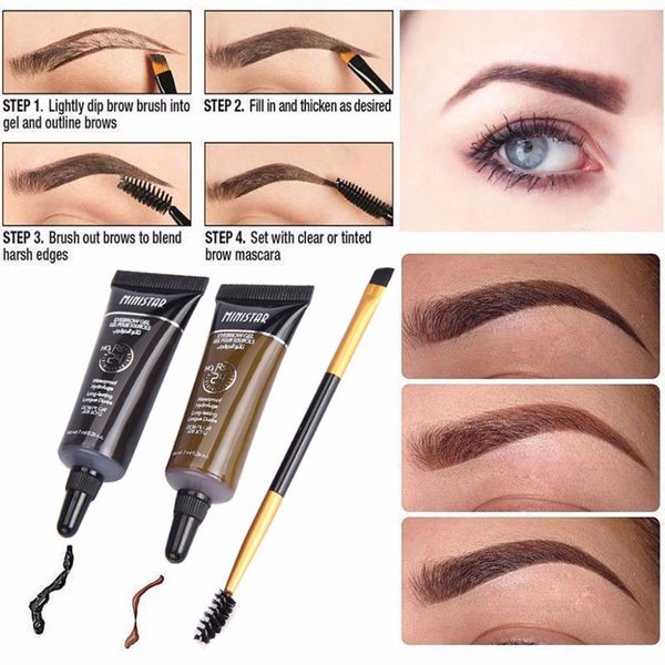 

2pc Waterproof Tint Eyebrow Henna With Mascara Eyebrows Paint Brush Beauty Tool