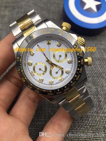 

2019 3 styles luxury watch 2 tone diamond 40mm ceramic bezel stainless steel bracelet automatic fashion men's watch wristwatch, Slivery;brown