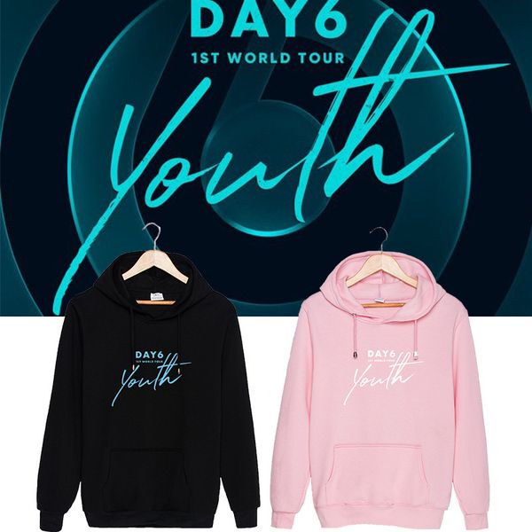 

sweatshirts member name printed pullover long sleeve sweatshirts hop hoodies loose clothes kpop day 6 world tour youth hoodies, Black
