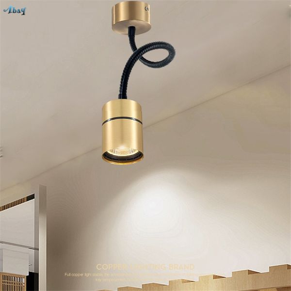 2019 Copper Hose Spotlight Ceiling Lamps Led Bedroom Background Wall Lights Showcase Living Room Lamps Suction Top Downlight Fixtures From Amarylly