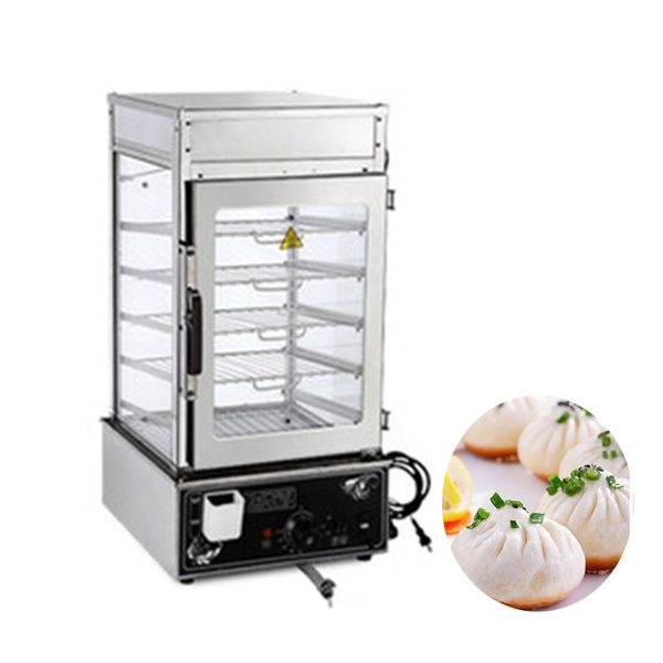 

qihang_stainless steel commercial 5 layers electric frozen steamed bun steamer glass food warmer display showcase