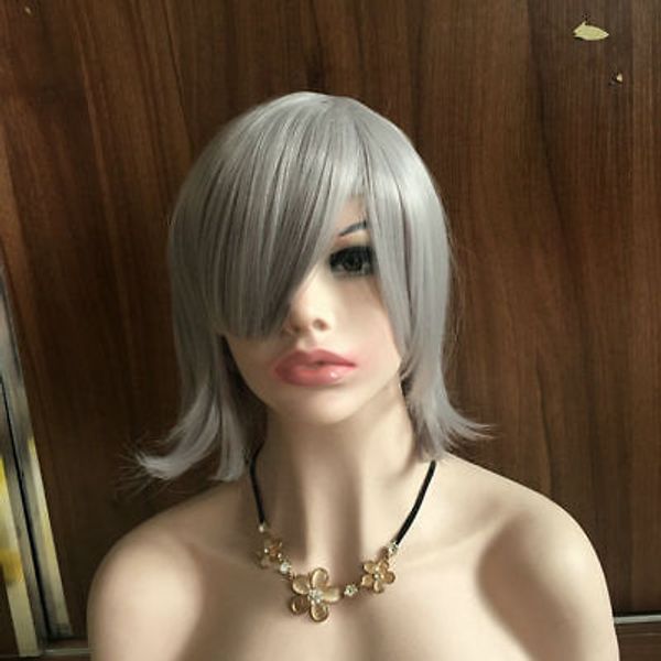 

women synthetic wigs cosplay hair heat resistant grey short wigs, Black;brown