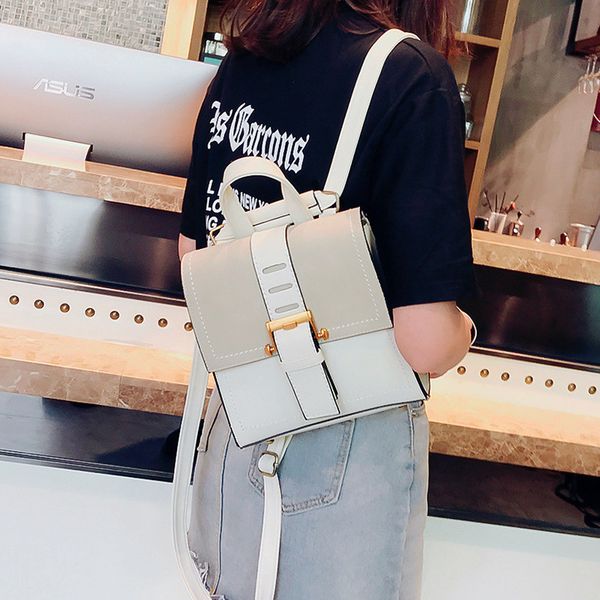 

new 2018 stitches cartoon cute backpack backpack car pu leather bag cover type solid color girl's bag