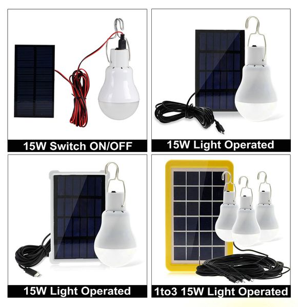 

USB Solar Power Outdoor Light 15W Solar Lamp Portable Bulb Energy Lamp Led Lighting Solar Panel Camp Tent Fishing Light